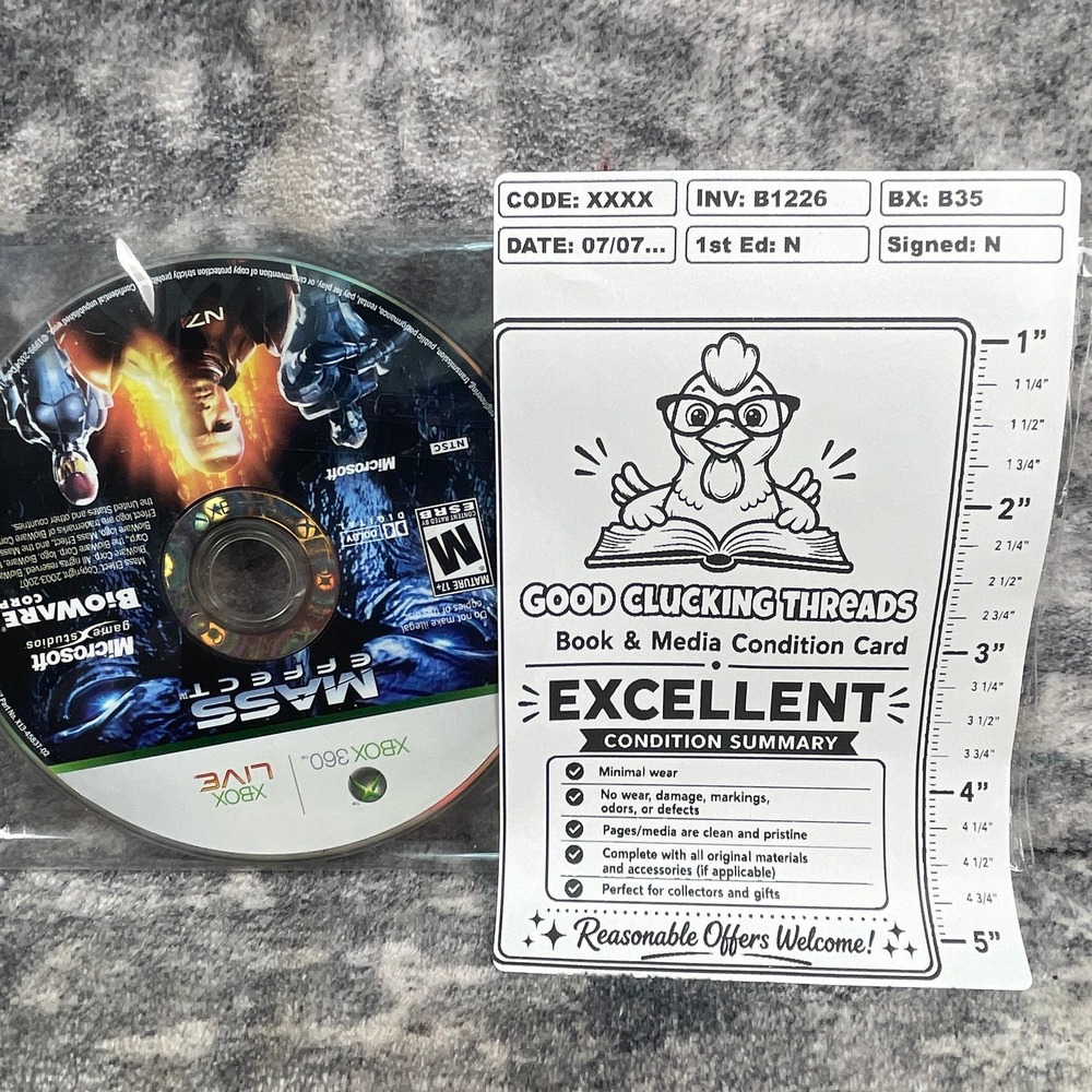 Mass Effect Xbox 360 Microsoft BioWare 2007 Sci-Fi Action RPG Game Disc